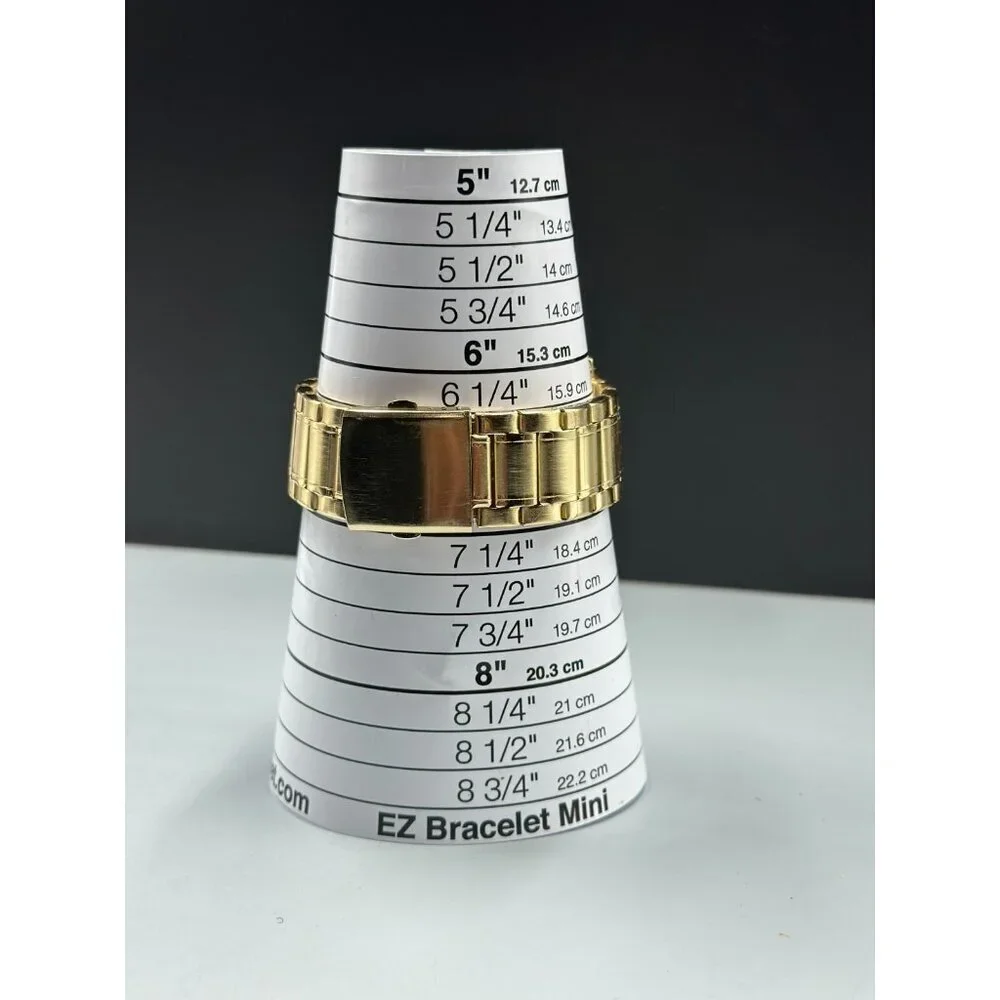 Techno Pave Watch Men Gold Tone Date Window 46MM Case New Battery 7.25